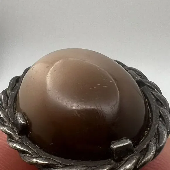 Vintage Ed Harris Sterling Silver Tigers Eye Agate Modernist Handmade Cufflinks - Picture 5 of 9